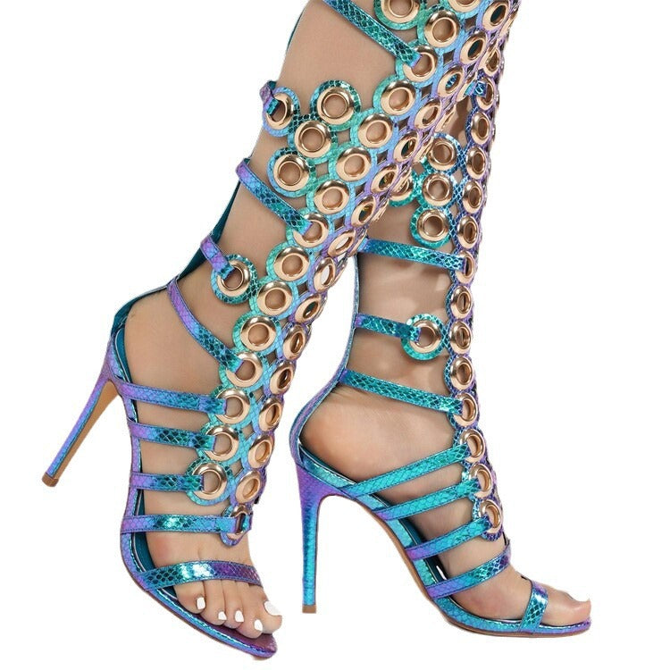 Fashion Metal Large Hollow Stiletto Open Heels