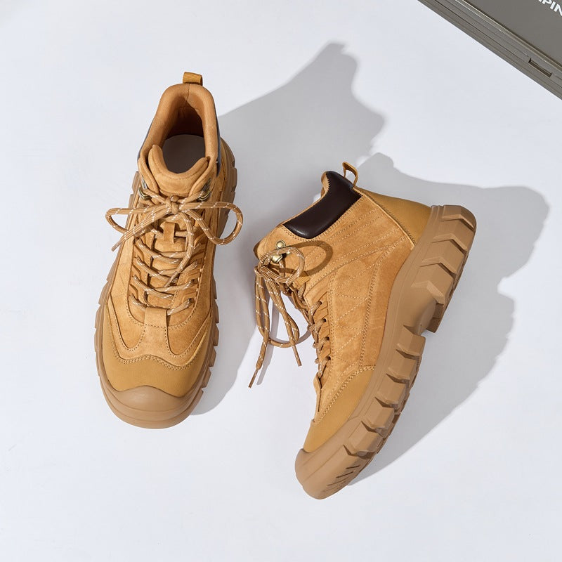 Men's Travel Tooling Outdoor Thick Bottom Height Increasing Insole British Style Men's Martin Boots