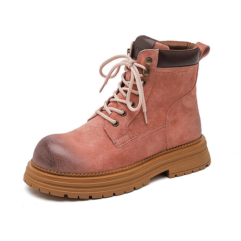 Lovers Wild British Style Vintage Thick Sole Increased Suede Men's Martin Boots