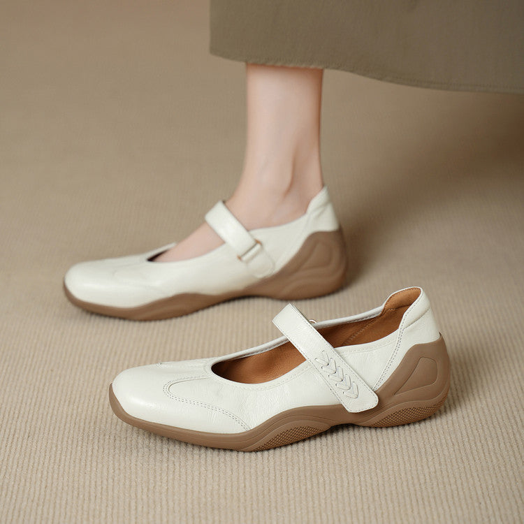 Women's Soft Bottom Sheepskin Pumps Low-cut Height Increasing Insole With Mary Women's Fashion Shoes