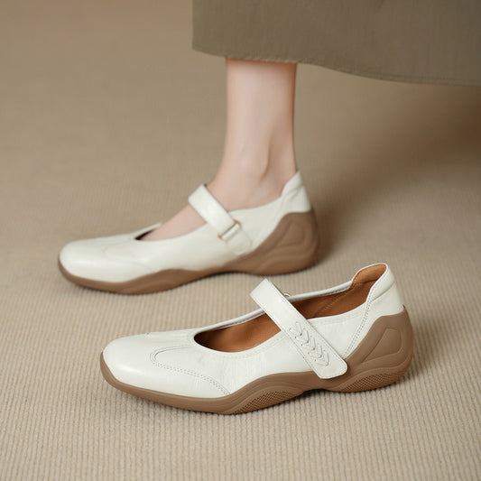 Women's Soft Bottom Sheepskin Pumps Low-cut Height Increasing Insole With Mary Women's Fashion Shoes