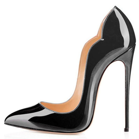 Women's Summer Pointed Toe V-shaped Mouth Large Size Stiletto High Reverse Women's Fashion Shoes