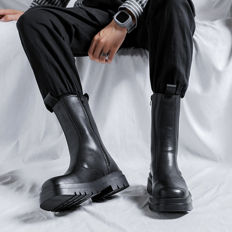 Men's Green Round Toe High Top Length Men's Martin Boots