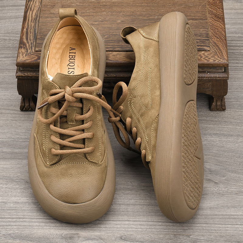 Men's Summer Breathable Retro Matte Top Layer Cowhide Casual Shoes