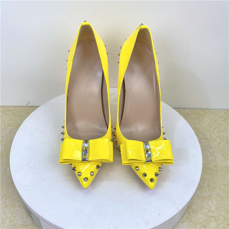 Yellow High Pointed Toe Stiletto Low-cut Women's Fashion Shoes