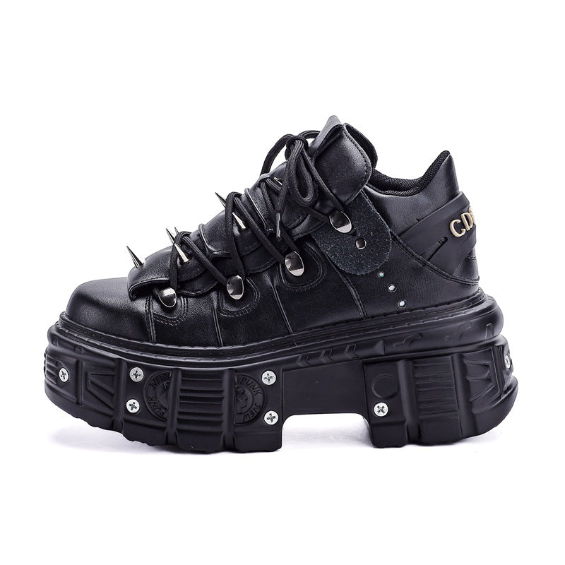 Women's Metal Platform Low Top Punk Goth Riveting Machine Boots