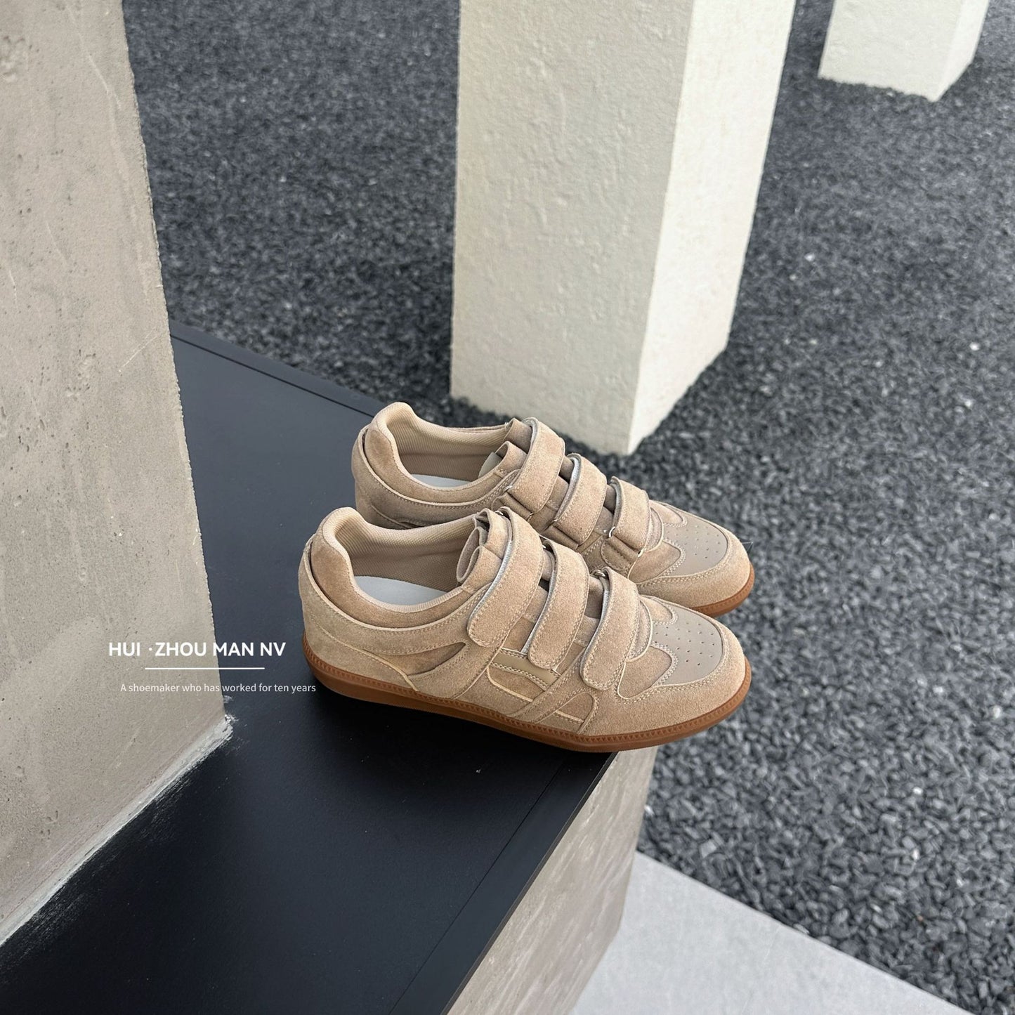 Women's Velcro German Training Lazy Triple Strap Hight Increasing Women's Sports Shoes