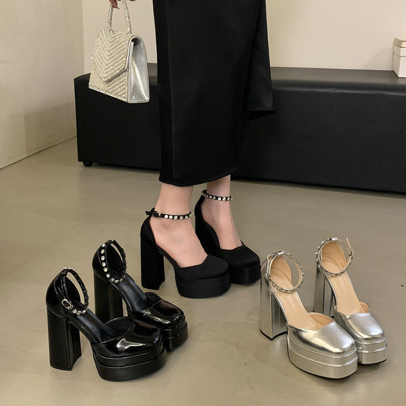 Super Chunky Waterproof Platform Closed Toe Buckle High Heeled Sandals
