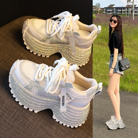 Women's Bottom Height Increasing Insole Fashion Dad Spring Mesh Sports Casual Shoes