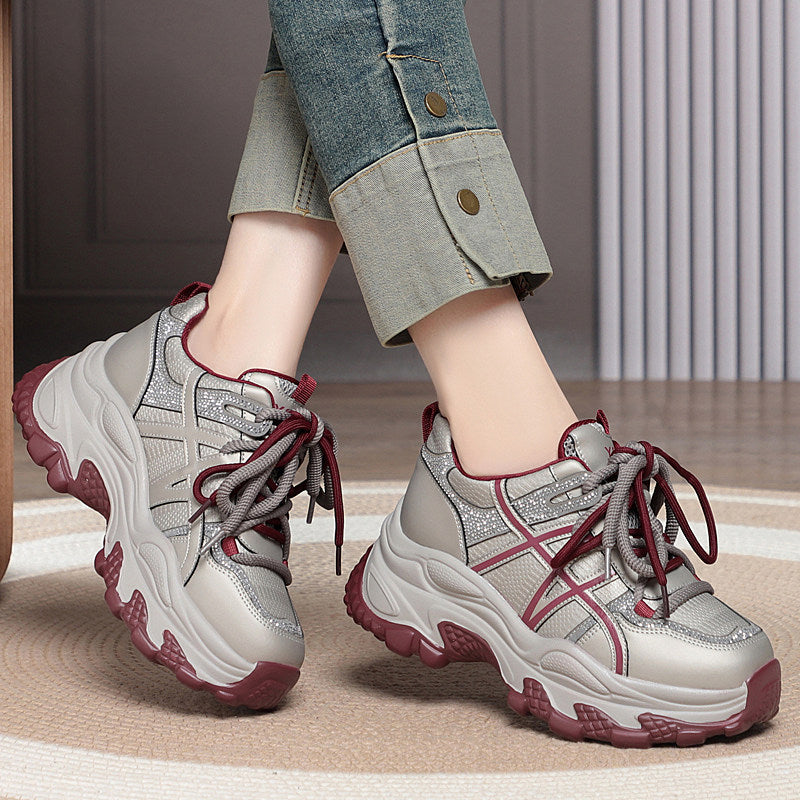 Women's Platform Heightened Daddy Fashionable Breathable Polyurethane Men's Shoes
