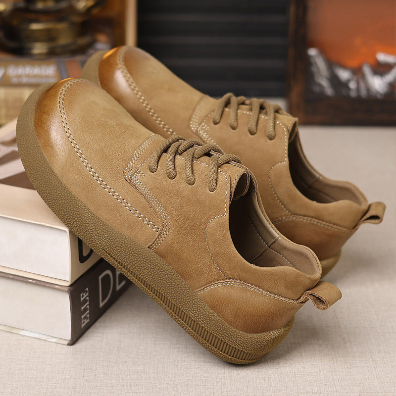 Men's Genuine Soft Bottom Retro Big Head Men's Casual Leather Shoes