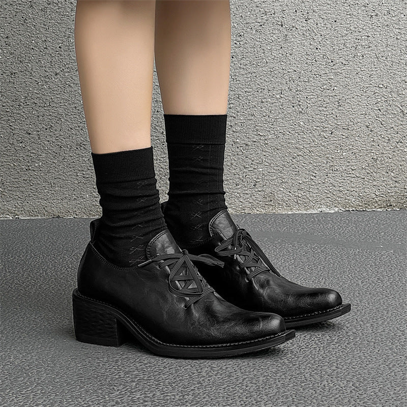 Men's Fashion Trendy Niche Ruffle Pointed Platform Leather Shoes