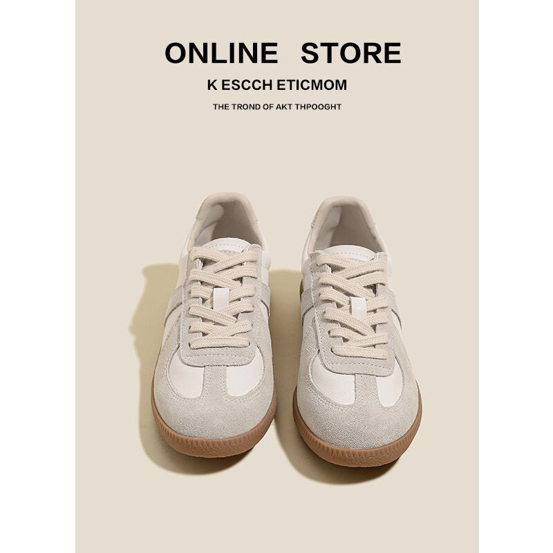 Women's Training Korean Flat Lace Up White Women's Sports Shoes