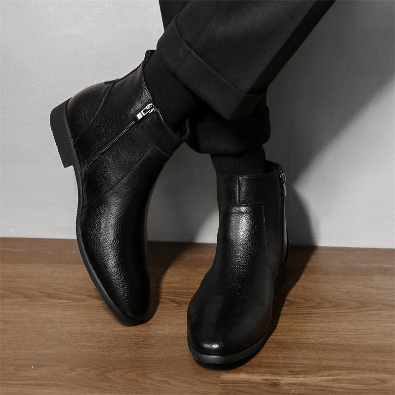 Men's Simplicity Soft Large Size Business Office Side Zipper Boots