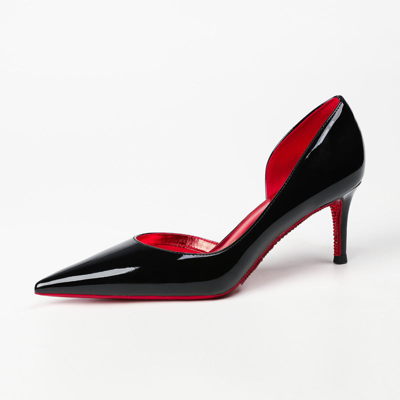 Protection Air Cotton Side Empty Pointed Red High Sexy Temperament Heels