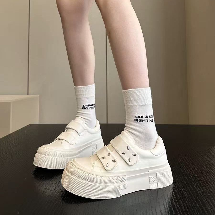Women's Top Layer Cowhide Platform White Magic Women's Shoes