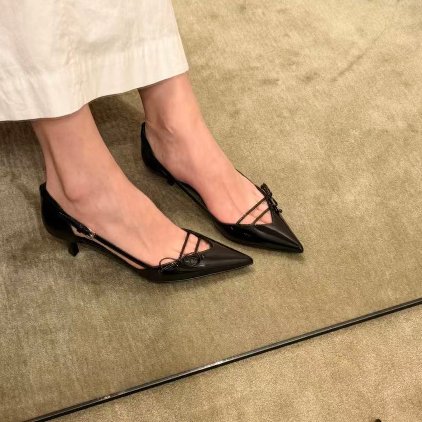 Women's French Style Bowknot Pumps Niche Temperament High Cat Mary Women's Fashion Shoes