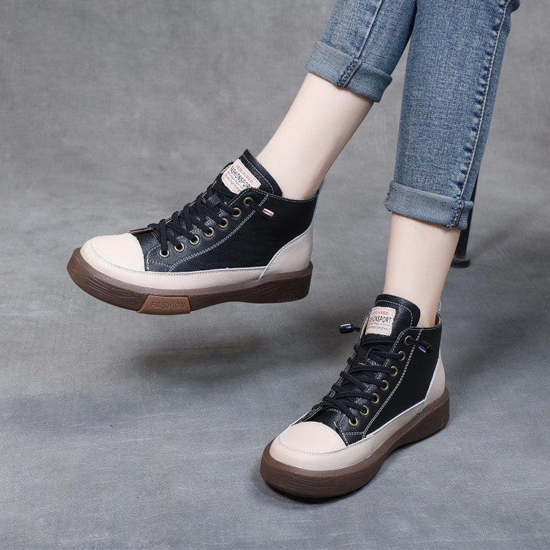 Women's Layer Cowhide Outsole Elastic Band Slip-on Lazy Genuine Fashion Two-way Women's Leather Boots