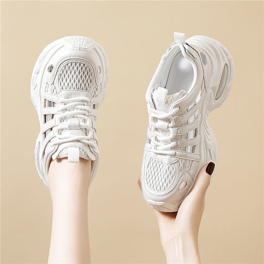 Women's Breathable Hollow Air Cushion Foam Bottom Platform Sports Casual Shoes