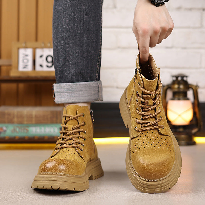 Summer Hollow Thin Breathable Fashion Perforated Men's Martin Boots