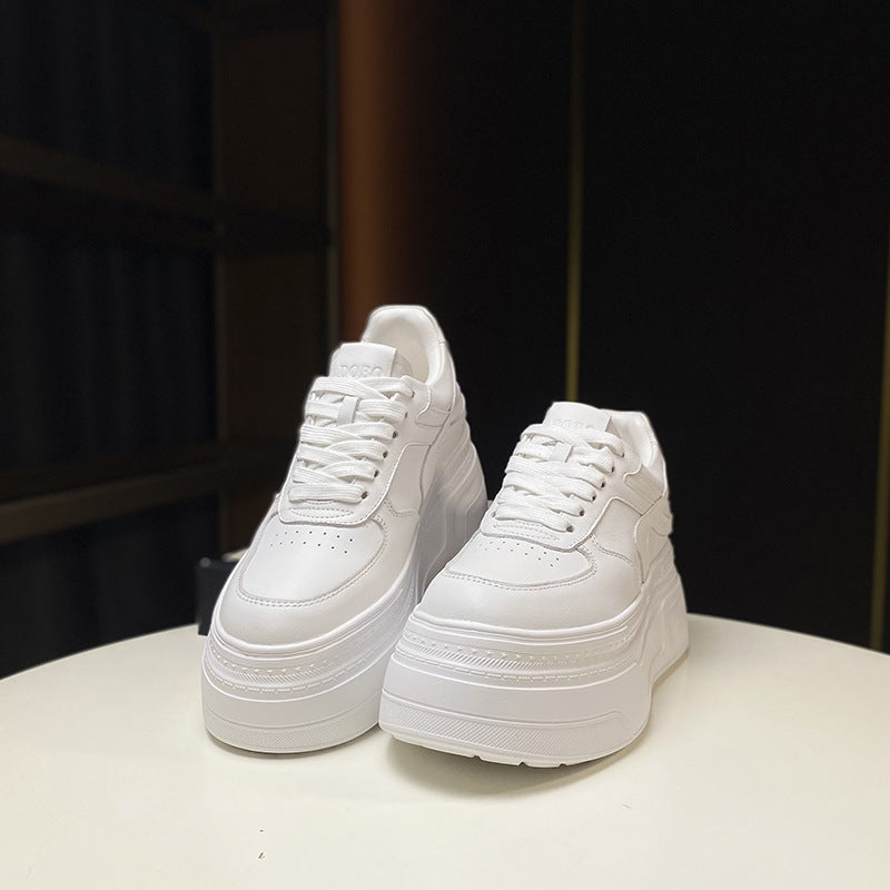 Women's European Goods Spring Thick-soled White Height Increasing Lightweight Sports Casual Shoes
