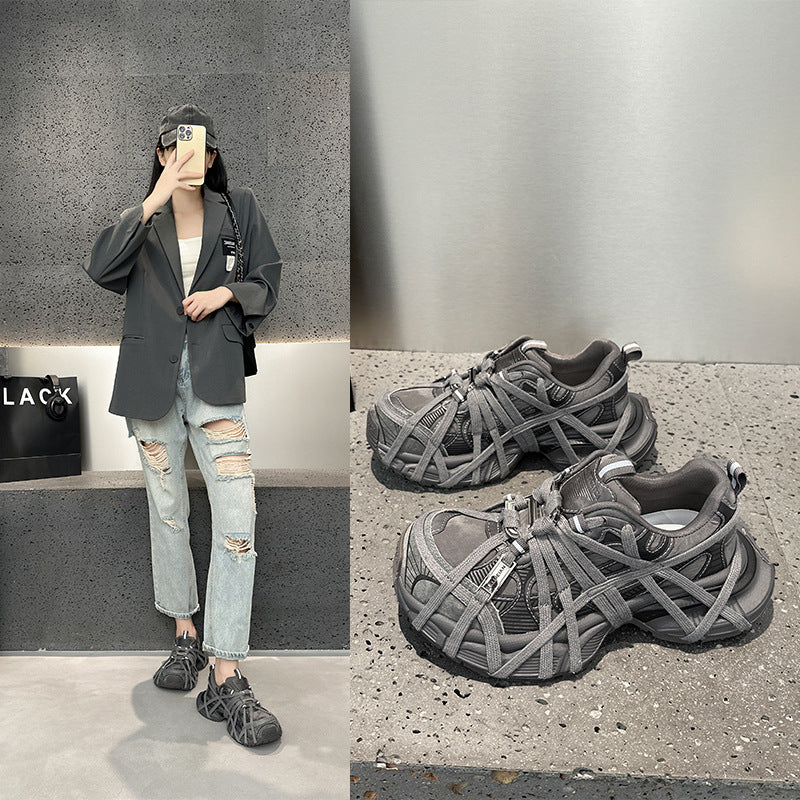 Women's Spider Strap Dad Breathable Platform Height Women's Sports Shoes