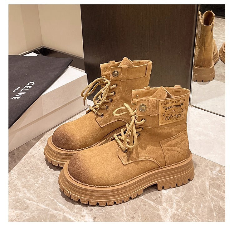 Women's Thick-soled Fried Street Matte Retro Rub Boots