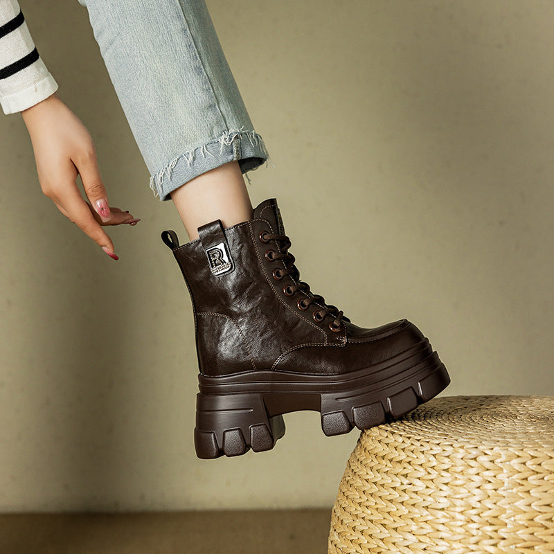 Women's Martin Elevator Fleece-lined Small Platform Ankle Retro Easy Boots