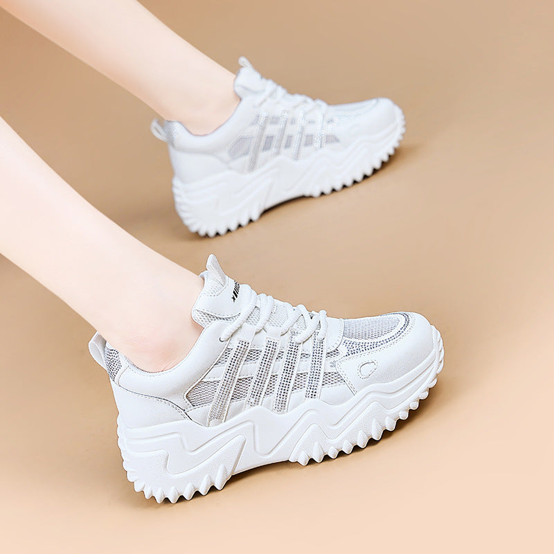 Women's Summer Fashion Thick Bottom Increased White Sports Casual Shoes