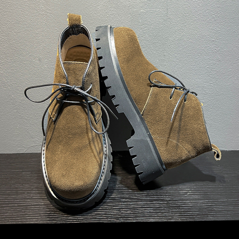 Men's Suede Martin Trendy High Top Fleece-lined Men's Leather Boots