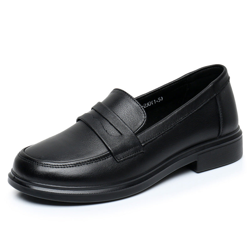 Women's Spring Simple Top Layer Cowhide Korean Loafers