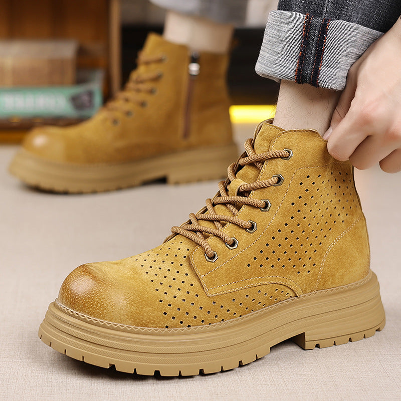 Summer Hollow Thin Breathable Fashion Perforated Men's Martin Boots