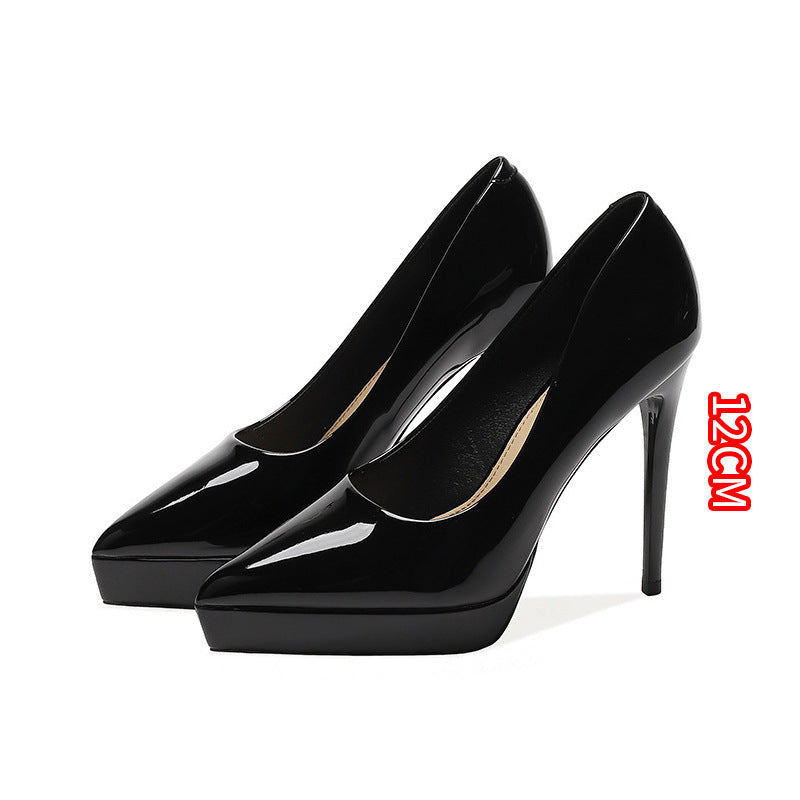 Women's For Sexy Temperament Waterproof Platform Solid Color Heels