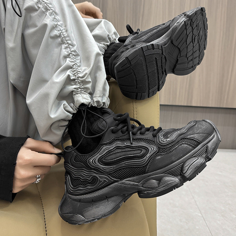 Men's Black Warrior Fashion Thick Bottom Brushed Men's Sports Shoes