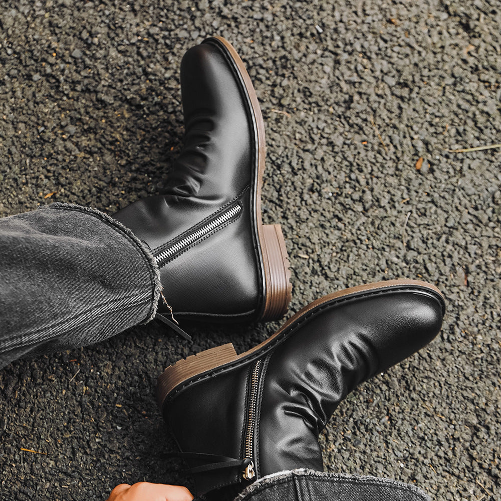Men's Double-sided Zipper Bottom Tassel Bag Packaging Boots