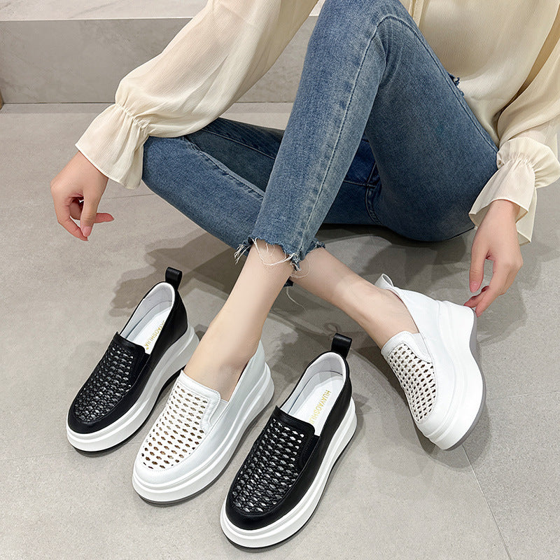 Women's Small Hollowed Leisure Pumps Summer Slip-on Thick Bottom Women's Casual Shoes