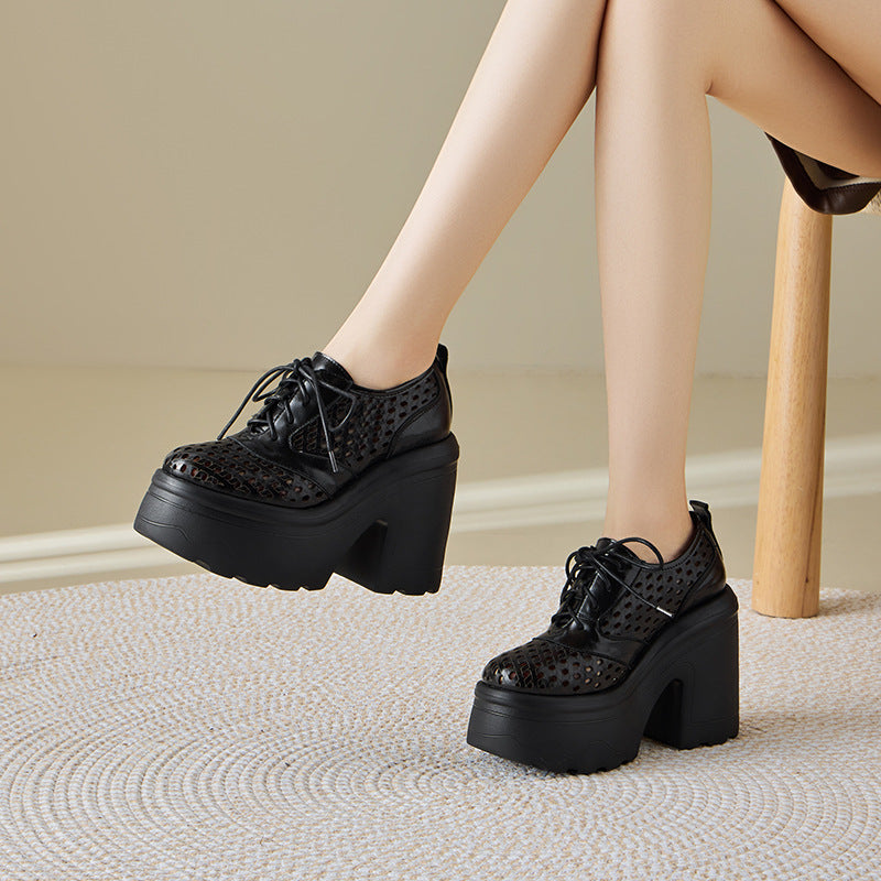 Women's Hollow Out Chunky High Small Versatile Women's Fashion Shoes