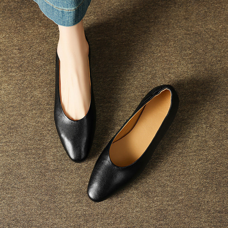 French Retro Soft Bottom Granny Versatile Sheepskin Pumps Driving Women's Fashion Shoes