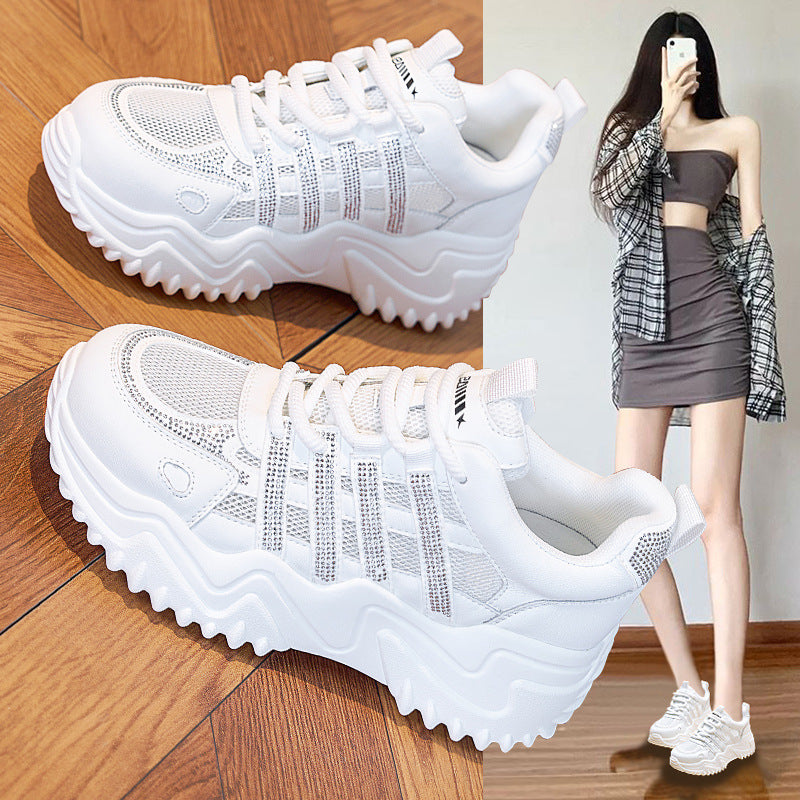 Women's Summer Fashion Thick Bottom Increased White Sports Casual Shoes