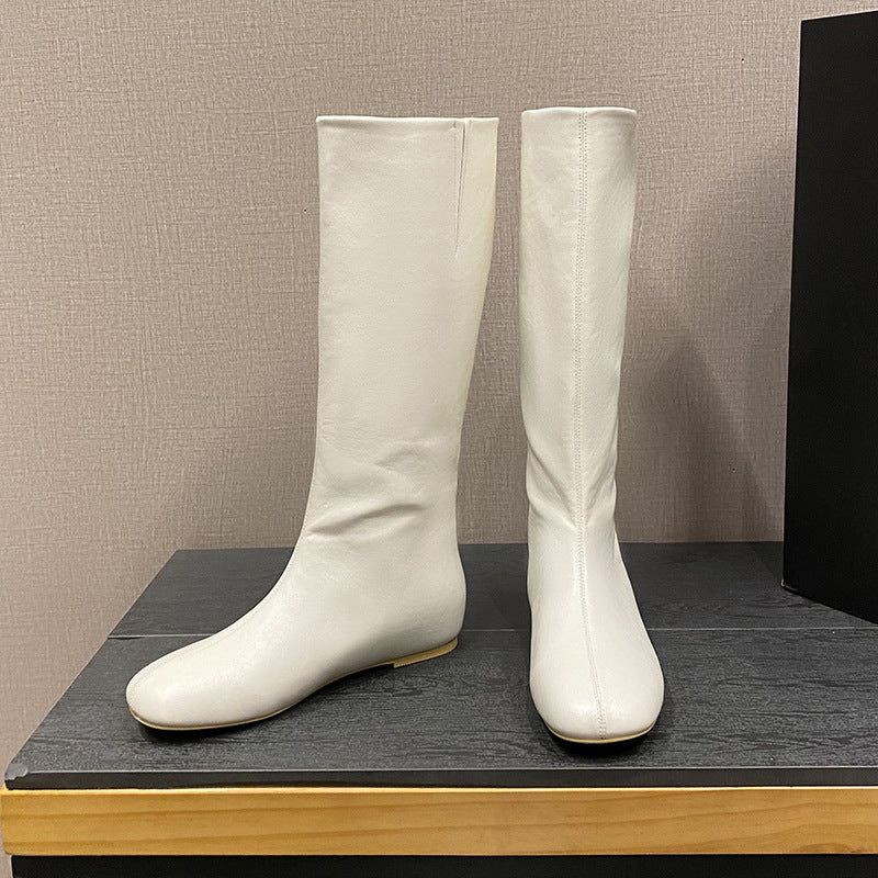 Women's Cowhide Version Invisible Elevated Long Tube Women's Leather Boots