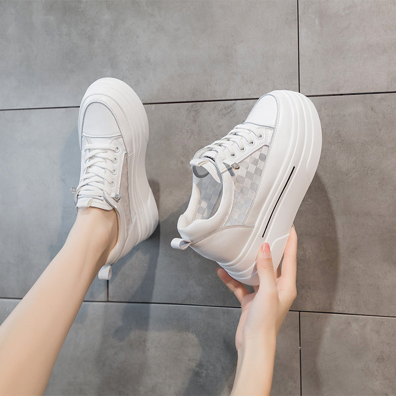 Women's Bottom Increased Summer Mesh Breathable White Spring Board Soft Men's Shoes