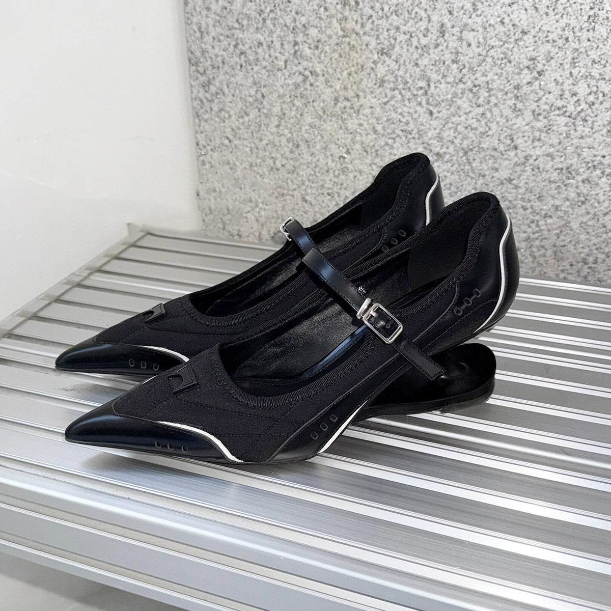 Women's Niche Design Suspension Pointed High Summer Black Buckle Mary Women's Fashion Shoes