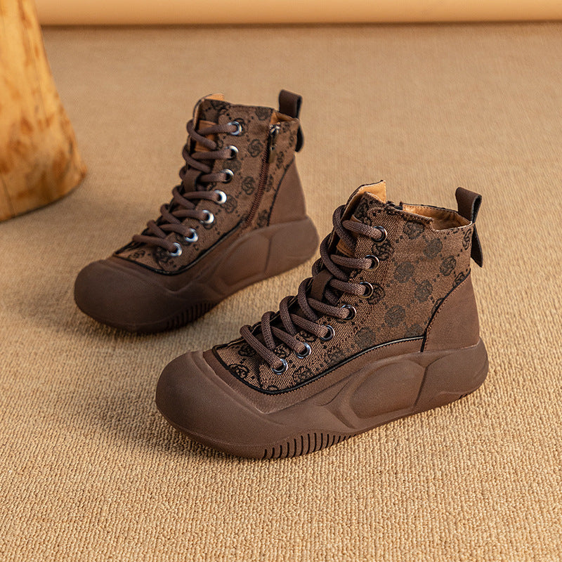 Women's Ankle Versatile Comfortable Fleece-lined Platform Martin Plus Women's Leather Boots