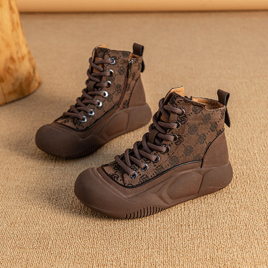 Women's Ankle Versatile Comfortable Fleece-lined Platform Martin Plus Women's Leather Boots