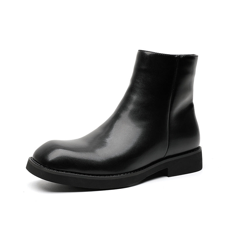 Men's Korean Style Square Toe British Chelsea Men's Martin Boots