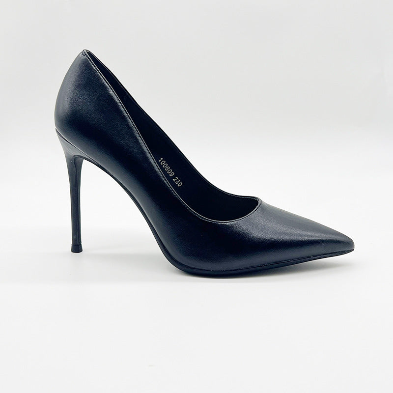 Women's Style Temperament Pointed Toe Solid Color High Shallow Mouth Stiletto Women's Fashion Shoes