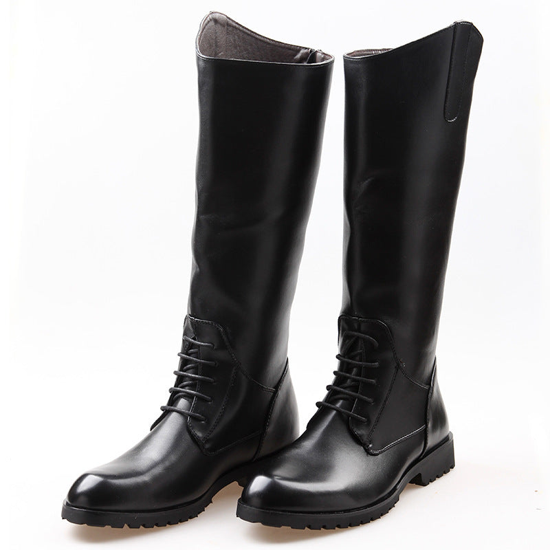 Men's Fashion High Back Zipper Trend Performance Stage Men's Leather Boots