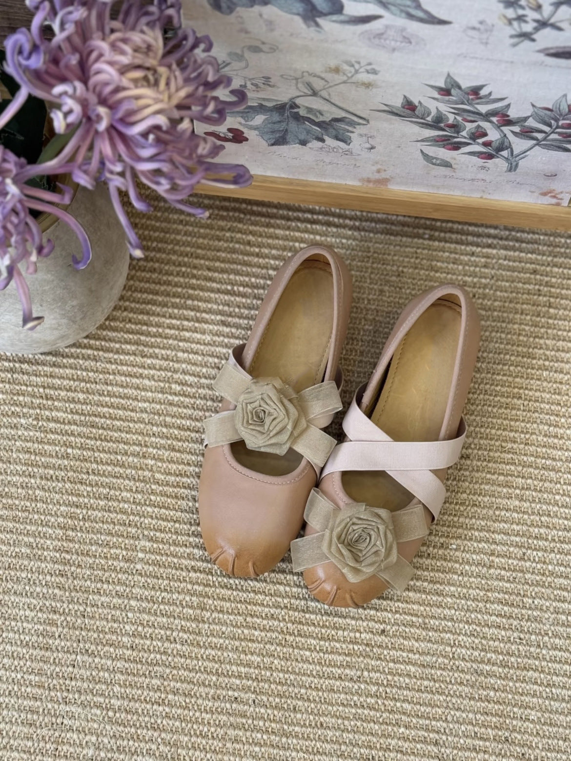 French Flat Flower Mandarin Duck Shallow Mouth Pumps Female Summer Women's Fashion Shoes