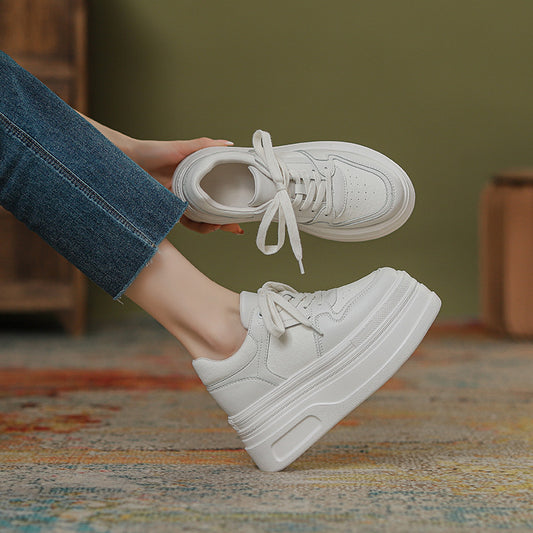 Height Increasing Insole Platform White Female Sports Casual Shoes