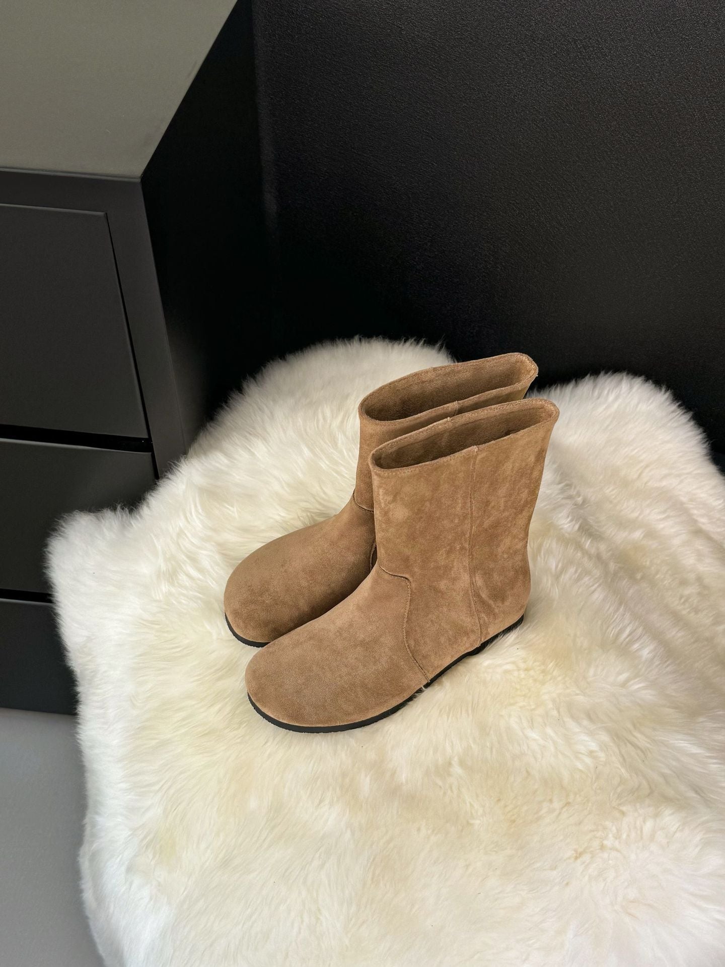 Suede Sleeve Low Thin Short Lazy Style Frosted Soft Women's Leather Boots
